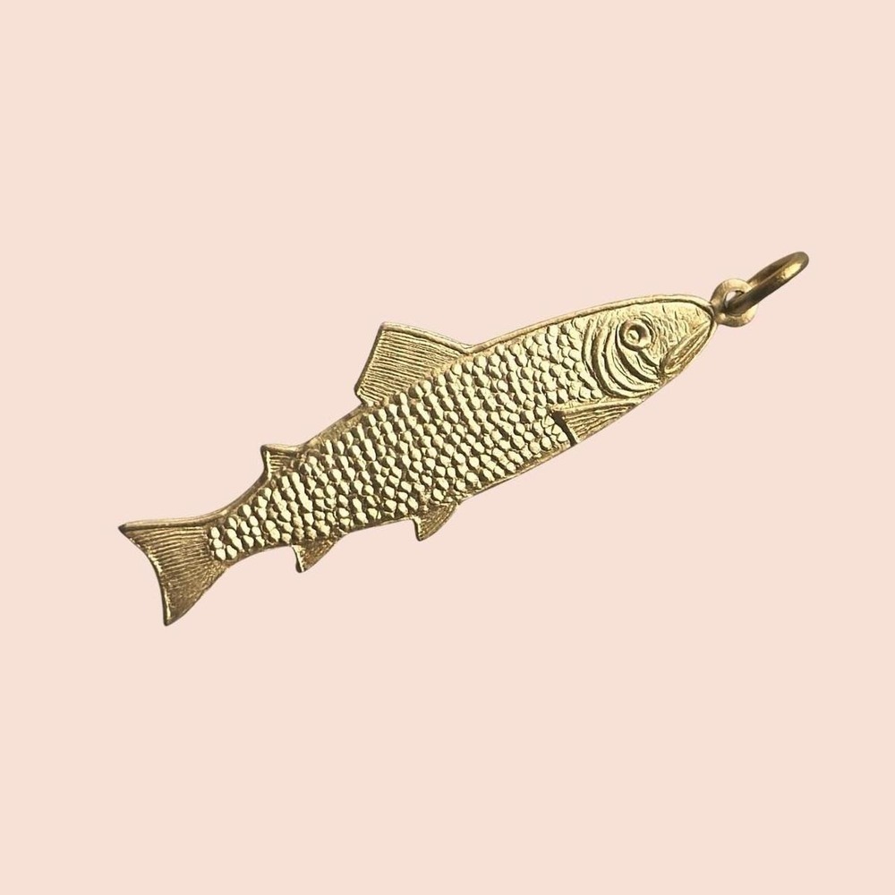 Fish Charm for Necklace Sardine Pendant Nautical Jewelry Fishermancore Raw Brass